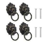 SAFIGLE Cabinet Handle Black Chinese Style Lion Head Design 4pcs Pull Knob