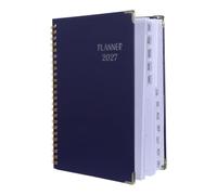 SAFIGLE Calendar Planner Notebook Compact Spiral Academic Agenda Plated Cover Metal Corner Protection Weekly Monthly Layout for College School Office Dark Blue
