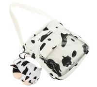 SAFIGLE Canvas Cow Pattern Crossbody Bag for Women Shoulder Strap Stylish Cartoon Cow Pendant Small Cross Body Purse for Organizing Essentials Random Color