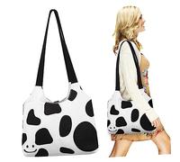 SAFIGLE Casual Canvas Tote Bag with Cow Smile Face Pattern Stylish Shoulder Handbag for Shopping Work Gym and Travel Spacious Design with Magnetic Snap Closure and Inner Pocket for