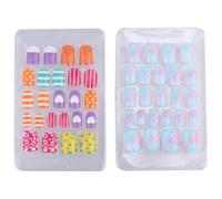 SAFIGLE Children Nail Polish Set 2 Boxes Removable Self-adhesive Abs False Nails for Girls Teens Eco-friendly Non-toxic for Holiday Event Or Birthday Party Color Style