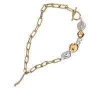 SAFIGLE Chunky Pearl and Chain Necklace for Women Unique Clavicle Chain Accessory for Parties and Daily Wear Vintage Style Baroque Design