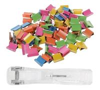 SAFIGLE Clam Clip Dispenser with Reusable Metal Refills Smooth Non-Scratch Paper Stapler Alternative for School and Office Document Organization Medium Practical Paper Clip Random Color