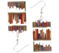 SAFIGLE Classic Acrylic Bookcase Dangle Earrings for Women Teardrop Bookshelves Design Lightweight Literary Jewelry for Book Lovers Unique Ear Decoration Gift