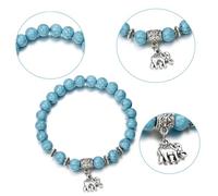 SAFIGLE Classic Turquoise Elephant Bracelet - Natural Stone Beaded Stretch Bracelet for Men and Women, Elegant Jewelry Gift for All Occasions