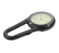 SAFIGLE Clip-on Quartz Watch with Night Light, Alloy, Unisex, Backpack Buckle Fob Watch, Black with White Dial, Ideal for Doctors, Nurses, Climbers, 7.8 x 4 x 1 cm