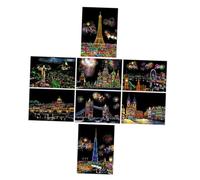 SAFIGLE Colorful City Night View Scratch Paper Building Series DIY Craft Cards Home Decor Art for Creativity Training and Party Activities