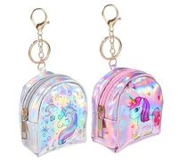 SAFIGLE Colorful Unicorn Coin Purse Mini Zipper Pouch for Women with Keyring and Buckle Small Change Holder for Travel and Everyday Use