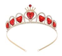 SAFIGLE Copper Heart Crown Wedding Hair Decor Headband, Handmade Delicate Tiara for Bride Banquet, Small Orange-red Bridal Crown Headdress