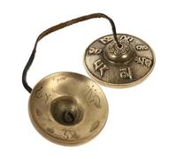 SAFIGLE Copper Yoga Cymbal Bell Six-Word Chant Pattern Meditation Chime Buddhist Supply Religious Temple Percussion Instrument Cymbals Chimes