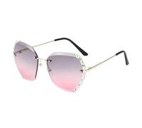 SAFIGLE Creative Frameless Crystal Sunglasses for Women Lightweight Eyewear with Golden Pink Grey Accents for Parties and Outdoor Fashion Accessories