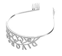 SAFIGLE Crown Tiara for Women Divorce Party Headpiece Silver Alloy Crown Crystal Accents Delicate Headdress for Party Accessories and