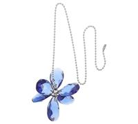 SAFIGLE Crystal Flower Pull Chain Extender for Ceiling Fan Light with Artistic Net Leaf Design, Blue Crystal Material, Lightcatching Suncatcher Effect, Versatile Pendant for Porch