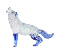 SAFIGLE Crystal Glass Wolf Figurine for Wolf Lovers with Brilliant Light Reflection and Original Luster Blue