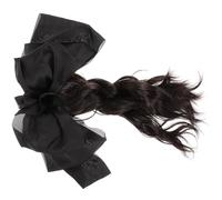 SAFIGLE Curly Hair Bun Ponytail Extension Hairpiece with Bow Clip for Women Non-damaging Volume Boost Skin-friendly Material Easy to Apply for Prom Wedding Shopping Medium Brown Black