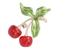 SAFIGLE Cute Cherry Brooch Pin Enamel Rhinestone Fruit Lapel Badge Stylish Accessory for Shirts Sweaters Lightweight Fashion Jewelry for Women Versatile Comfortable Wear