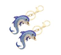 SAFIGLE Cute Handbag Ornament 2pcs Crystal Dolphin Keychain Set Ocean Animal Keyring