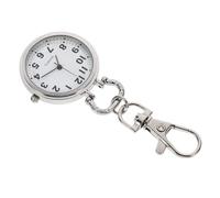 SAFIGLE Decorative Zinc Alloy Pocket Watch Large Numbers Key Buckle Clip-on Watch for Nurses Doctors Chefs Hiking Climbing Silver