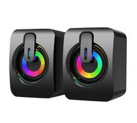 SAFIGLE Desktop Computer Speakers with USB Power and 3.5mm Input, Black | ABS Dual-speaker Set, 2-inch Drivers and Rgb Breathing Lights, Compact Desk Use for Work and Laptops