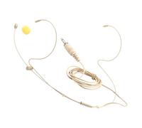 SAFIGLE Detachable Cable Headworn Microphone Headset with Mini Connector Beige Over-ear Single Ear Earset Wired Headphones with Mic Noise Cancelling for Hosts Singers and Customer Service