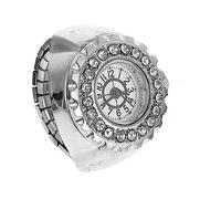 SAFIGLE Diamond Decorative Ring Watch for Women, Silver Round Dial Electronic Fingerwatch with Sharp Crystal Accents, Fashion Jewelry Suitable for Daily Wear and