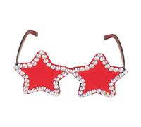 SAFIGLE Diamond Sunglasses Fashion Festival Large Frame Trendy Rimless Star Shape Decor Women Color for Rhinestone Novelty Sunglasses Sun Glasses Girl Oversized Woman Red PC