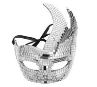 SAFIGLE Disco Glitter Mask: Cat Design Mirror Half Face Mask Disco Ball Costume Halloween Masquerade For Women Men Halloween Carnival Birthday Party Cosplay Silver