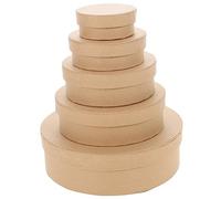 SAFIGLE DIY Round Kraft Paper Boxes 5-Piece Set for Cookies Candies Treats for Weddings Parties