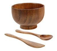 SAFIGLE Diy Wooden Facial Mask Bowl and Mixing Spatula with Cosmetic Spoon for Essential Oil and Beauty Treatments at Home or On-the-go Brown