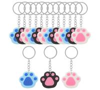 SAFIGLE Dog Paw Keychains 15Pcs Silicone Metal Charm Key Rings for Dog Lovers Funny Backpack Pendant