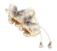 SAFIGLE Double Butterfly Tassel Claw Clip Hair Catch Hair Claw Clips for Women Hairstyle for Parties and Daily Use