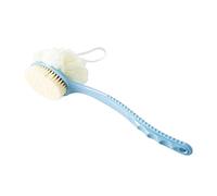 SAFIGLE Dual Purpose Long Handle Bath Ball Scrubber Soft Bristle Shower Brush for Body Cleaning for Men and Women Blue