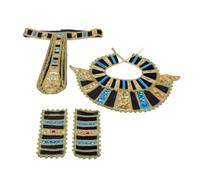 SAFIGLE Egyptian Pharaoh Costume Set for Men Gold Hat Collar and Wristbands for Halloween Parties and Stage Performances