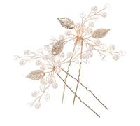 SAFIGLE Elegant Golden Crystal Pearl Hairpins for Bride Women Handmade Beaded Rhinestone U Shaped Hair Accessories Shiny Decorative Hair Clips for Weddings and Special Occasions