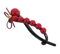 SAFIGLE Elegant Red Beaded Bow Hair Clip Stylish Non Slip Twisted Hairpin for Women Fashion Hair Accessory for Special Events for Thin Hair and All Hair Types