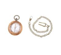 SAFIGLE Elegant Retro Quartz Pocket Watch Wooden Chain Black Ebony Marble Fashionable for Christmas Birthday Anniversary