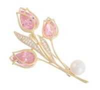SAFIGLE Elegant Tulip Brooch Pin for Women Multi Functional Shawl Clip Decorative Faux Pearl Flower Brooch Versatile Fashion Jewelry Accessory for Clothes and Shawls