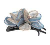 SAFIGLE Flower Claw Hair Clips for Women, Small Decorative Duckbill Barrettes 3 Teeth, Blue Accessories for Styling and Sectioning Hair