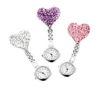 SAFIGLE Fob Watches for Nurses 3pcs Love-Shaped Nurse Quartz Watch with Glass Mirror Alloy Case Easy-to-wear for Healthcare Students Random Color