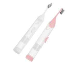 SAFIGLE Folding Travel Toothbrush Kit with Leakproof Toothpaste Container, Soft Bristles, 2Pcs Portable Brushes for Backpacking and Daily Oral Care