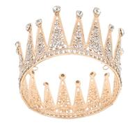 SAFIGLE Full Round Rhinestone Wedding Crown with Sparkling Crystal Baroque Tiaras Comfortable Princess Headband Hair Accessories for Bridal Prom Birthday Costume