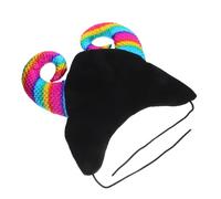 SAFIGLE Funny Viking Horn Beanie Hat with Chin Strap Warm Cow Horn Headwear for Halloween Outdoor Photo Booth Prop Unique Multi-scenario Cosplay Accessory