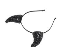 SAFIGLE Glitter Devil Horns Headband Rhinestone Demon Costume Accessory for Halloween Cosplay Parties Comfortable Fit Unique Design Soft Material Eye Catching Horn Shape