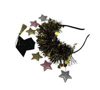 SAFIGLE Graduation Hat Headband with Gold Silver Star Design Non Slip Lightweight Hair Band for Graduation Ceremony Multi Function Bachelor Cap Hair Hoop for Students and Party Use