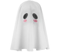 SAFIGLE Halloween Ghost Costume for Women Breathable Polyester Ghostly Hooded Head Cover with Nonslip Hidden Hair Clip Double-sided Cute and Creepy Expressions Comfortable Ghost Headgear