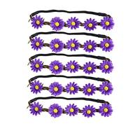 SAFIGLE Hawaiian Sunflower Flower Hair Band 5pcs Bohemian Style Headpiece for Women Beach Party Accessories Artificial Wreath Adjustable Fit