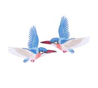 SAFIGLE Iron-On Embroidered Bird Patches for Clothing DIY, 2Pcs Symmetrical Flying Kingfisher Applique Heat-Activated Adhesive, Suitable for T-Shirts and Jackets Repair and Decoration
