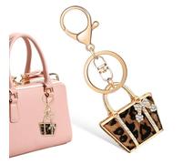 SAFIGLE Leopard Print Rhinestone Keychain Bag Charm Stylish Crystal Pendant for Handbag Accessories Lightweight 4.33 Inch Unique Gift for Women