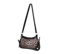 SAFIGLE Leopard Print Shoulder Bag with Bow for Women Stylish PU Underarm Tote with Multiple Compartments Versatile for Work Shopping Social Gatherings Fashionable Crescent Handbag