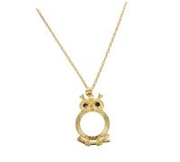 SAFIGLE Magnifier Owl Pendant Necklace with Long Sweater Chain Reading Magnifying Glass Jewelry for Women Practical Metal Lens for Books Crafts and Inspection